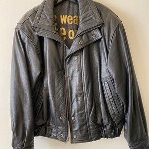 Men's black leather jacket